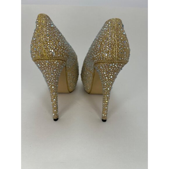 Eye Candie Women's Size 8 Gold Rhinestone Platform Stiletto ‎ Glam Party Pumps - Picture 5 of 16
